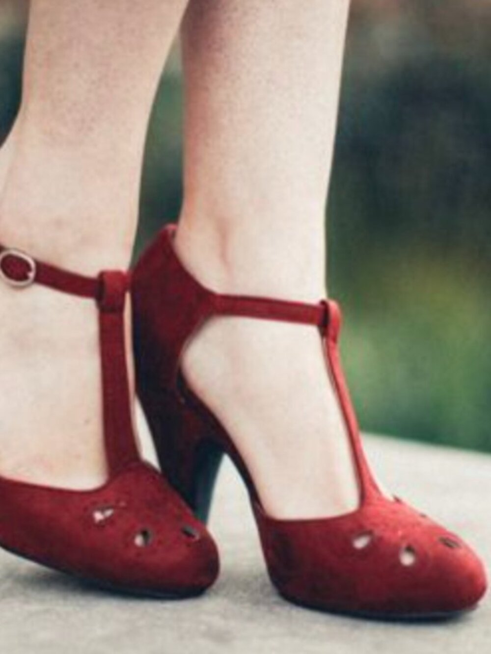Red Zest in History T-Strap Heels